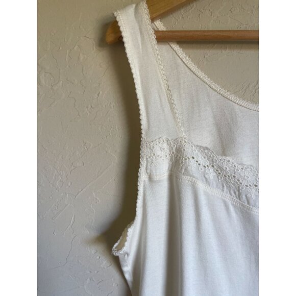 New! Natural Reflections XL Eyelet Lace Trim Ivory Cream Tank Top - Picture 8 of 8